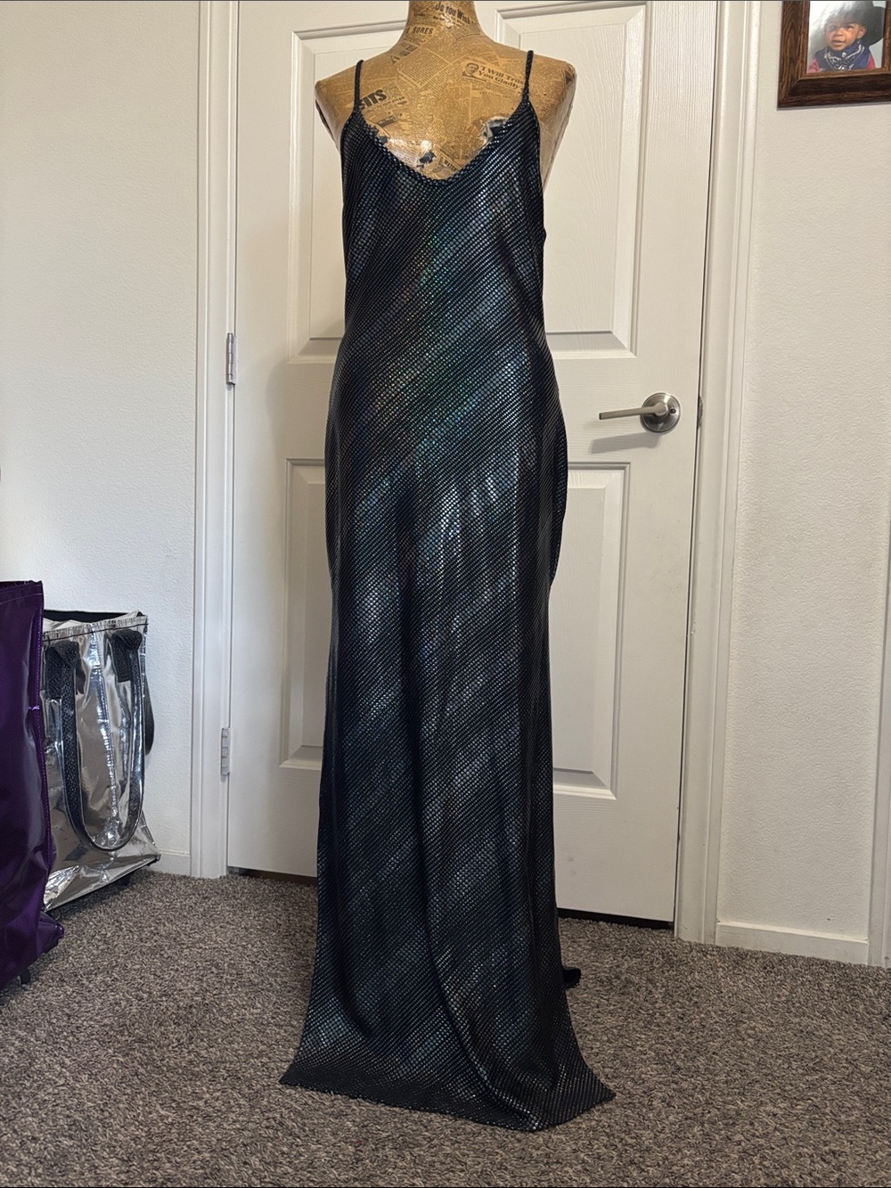 Tu Shy vintage glittery shimmery maxi dress L made USA whimsical fairycore y2k